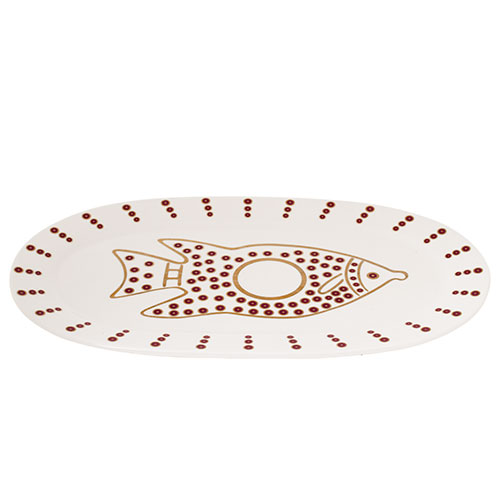 Ceramic Fish Plate – Gold And Burgundy