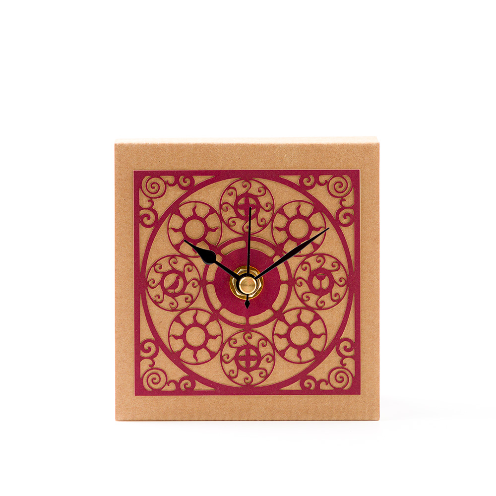 Medallion Pattern Table Clock – Red