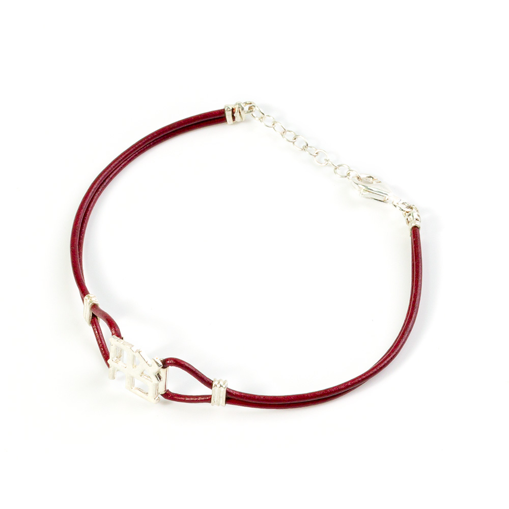 Leather Bracelet With Silver Ahava Pendant