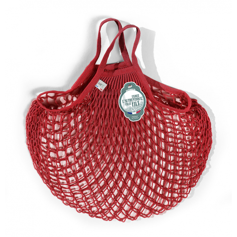 Filt Mesh Shopping Bag With Small Handle – Red