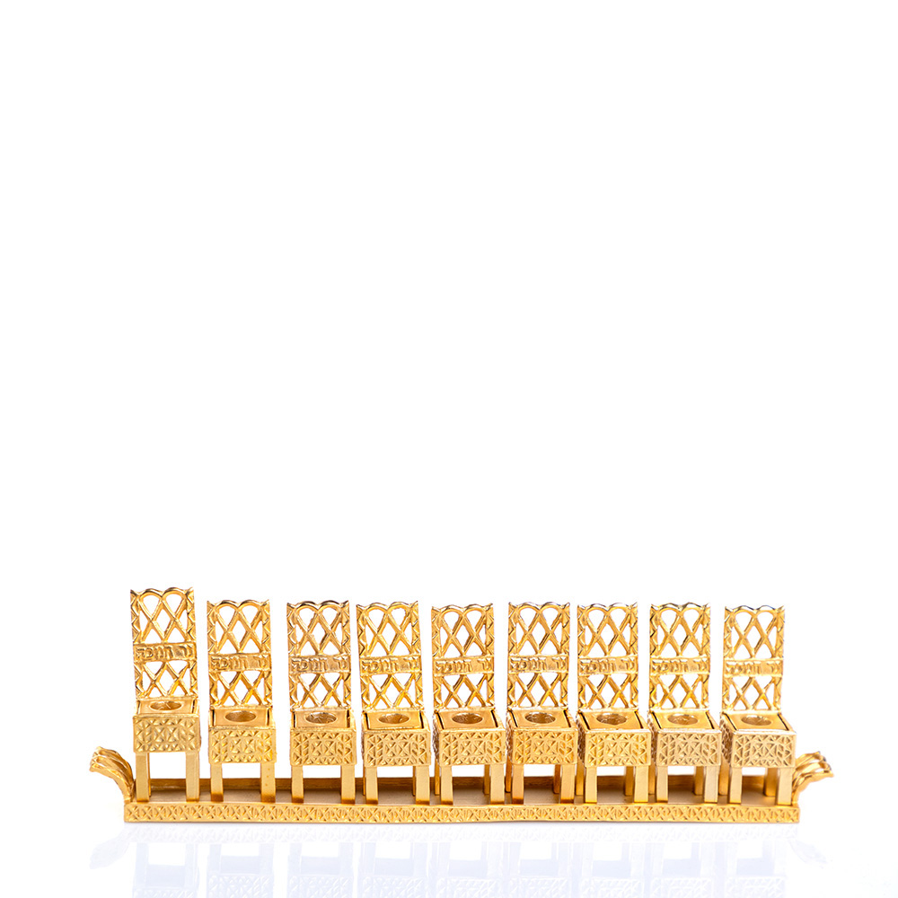 Hanukkah Lamp – Little Chair Design (Gold)