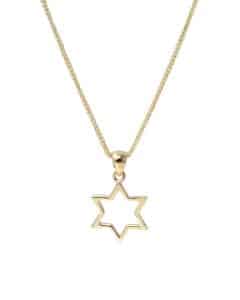 Star Of David Pendant With Chain – 14K Gold