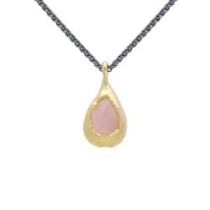 Necklace With Gold Plated Pendant And Rose Stone