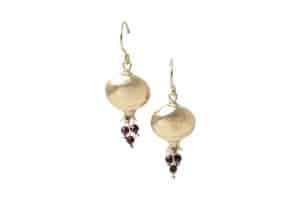 Gold plated pomegranate earrings – with stones