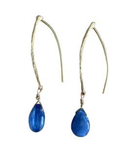 Gold Plated Dangle Earrings – With Kyanite Stone