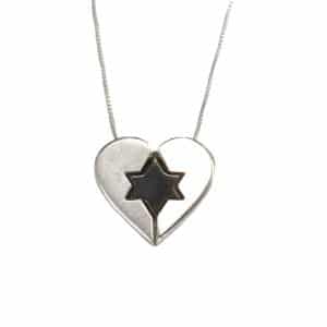 Silver Heart Pendant with Chain – Star of David