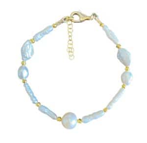 Gold Plated Bracelet With Pearl Beads