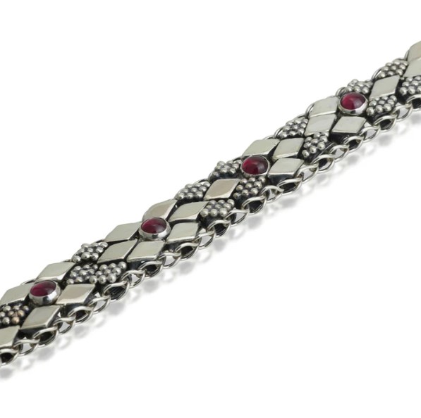 925 silver filigree bracelet set with garnet stones